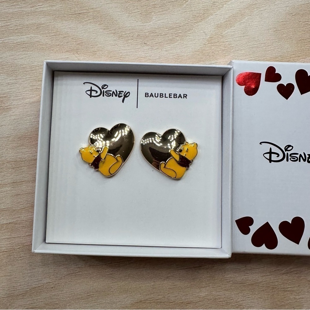 New Baublebar x Disney Winnie the Pooh Heart Stud Earrings - Picture 6 of 7